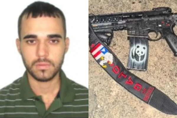 Foto Traficante baiano morto no Rio usava fuzil com bandeira da Bahia