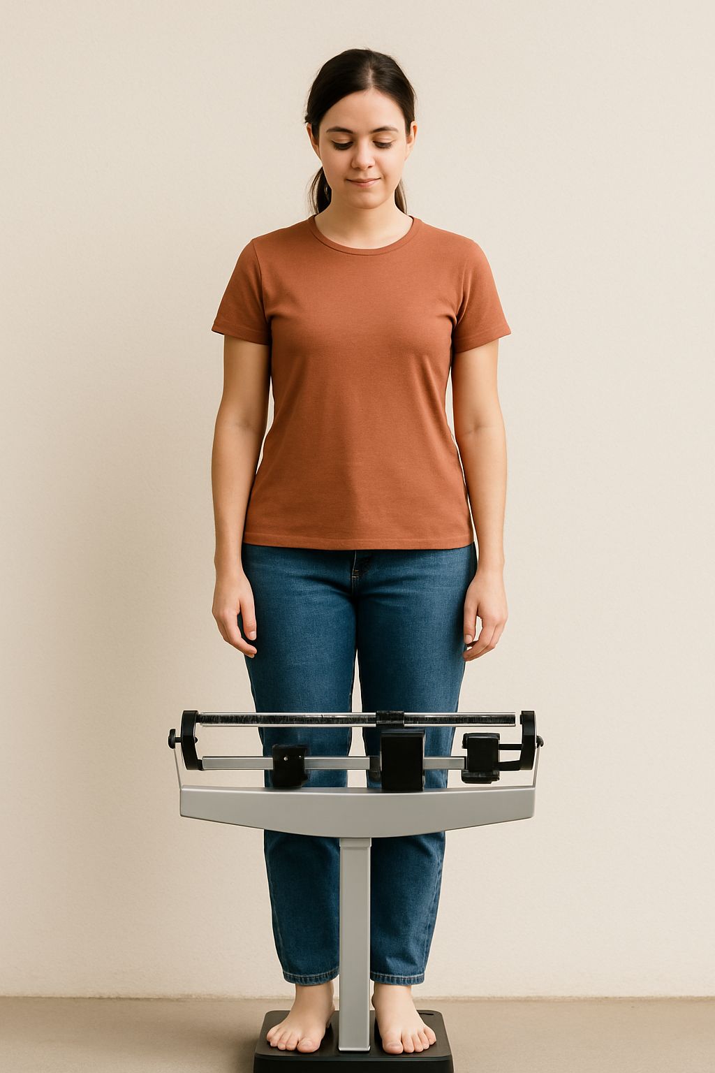 mulher em uma balança