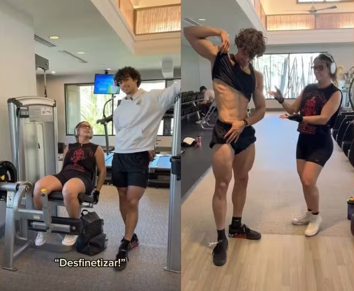 Foto Carla Perez treina com o filho antes da estreia dele no fisiculturismo