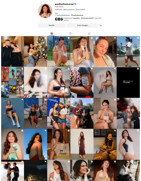 Reprodu&ccedil;&atilde;o/Instagram/@paollaoliveirareal