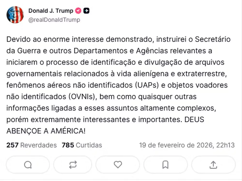 Reprodu&ccedil;&atilde;o/Truth Social
