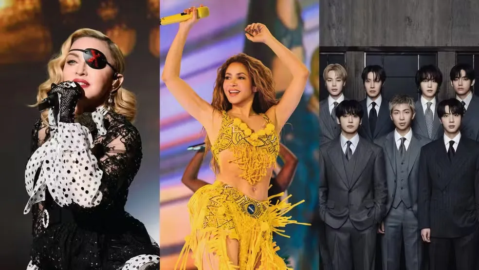 Reprodu&ccedil;&atilde;o/ Instagram @madonna @shakira @bts.bighitofficial