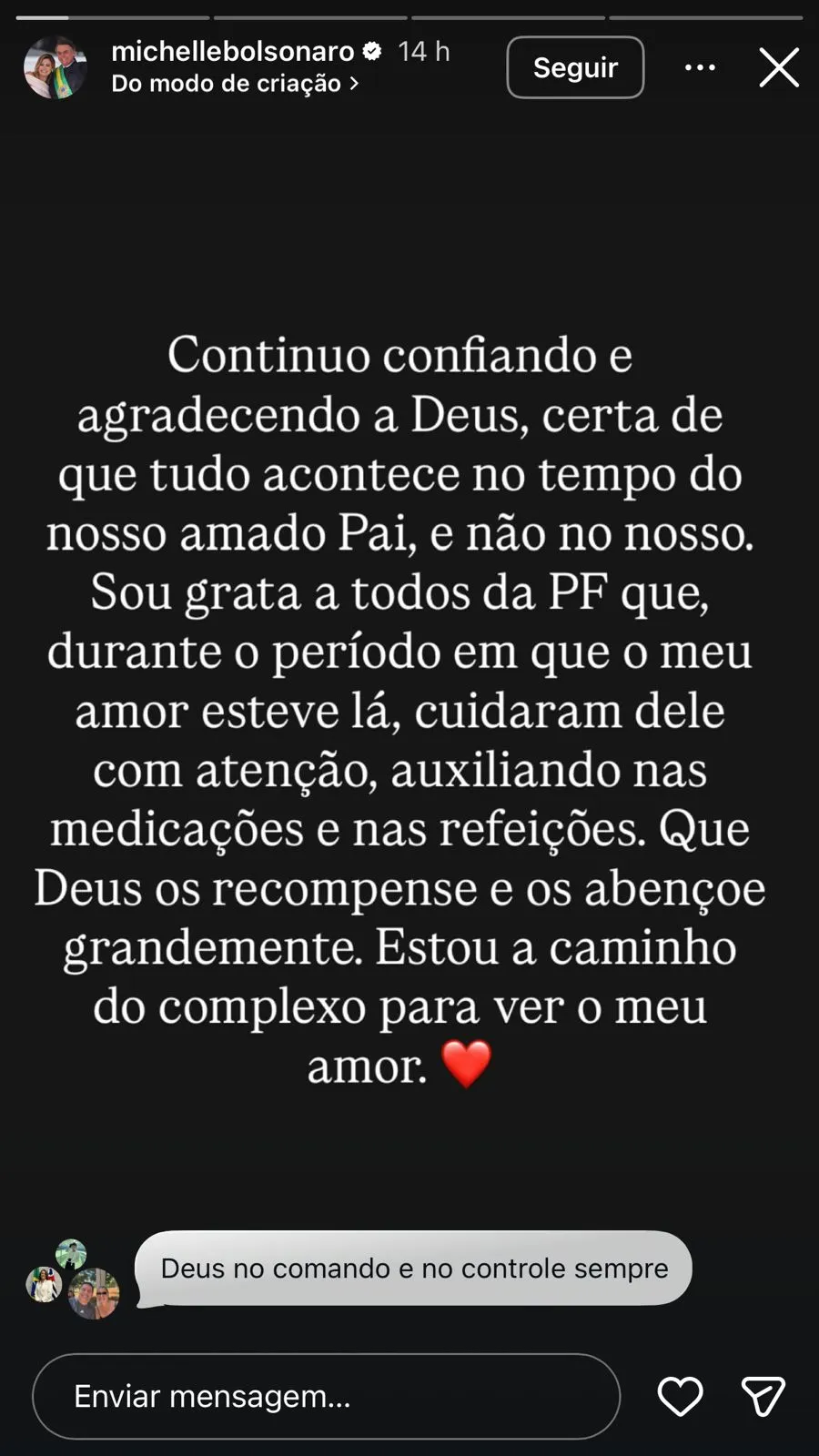 Reprodu&ccedil;&atilde;o/ Instagram @michellebolsonaro