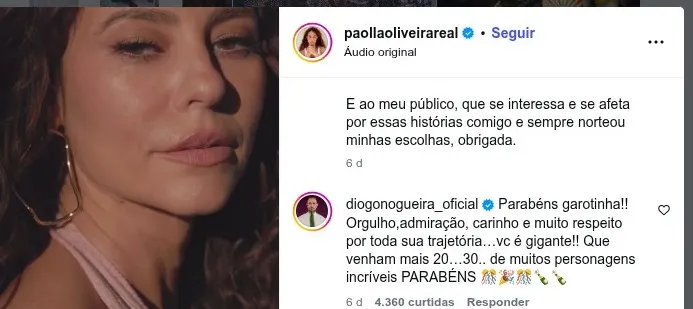Reprodu&ccedil;&atilde;o/Instagram @paollaoliveirareal