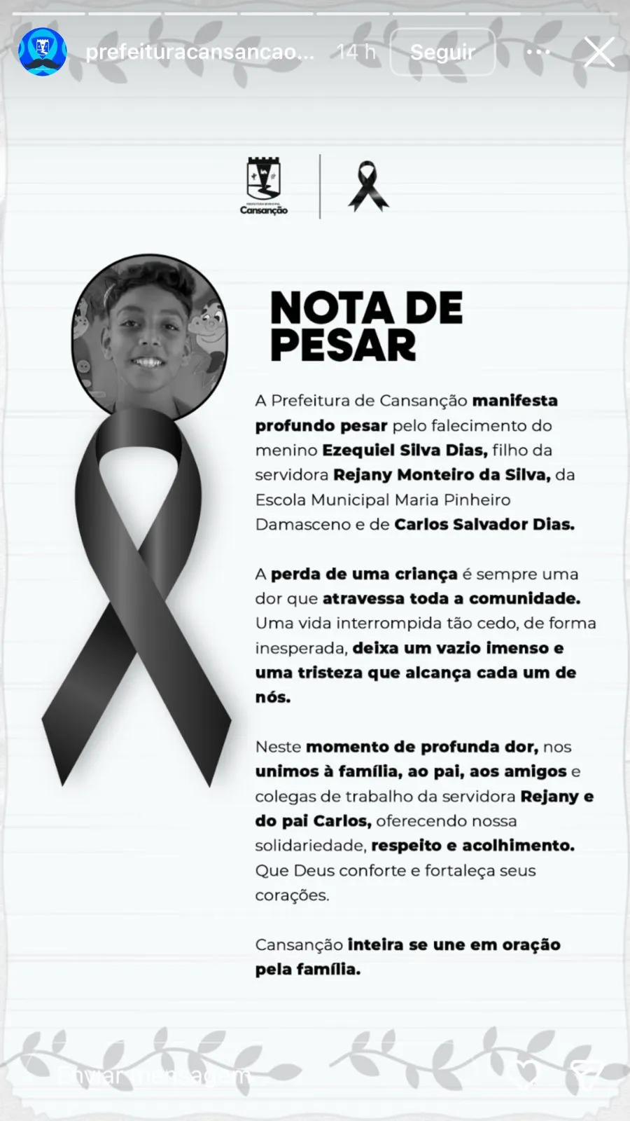 Reprodução/ Instagram @prefeituracansacaooficial