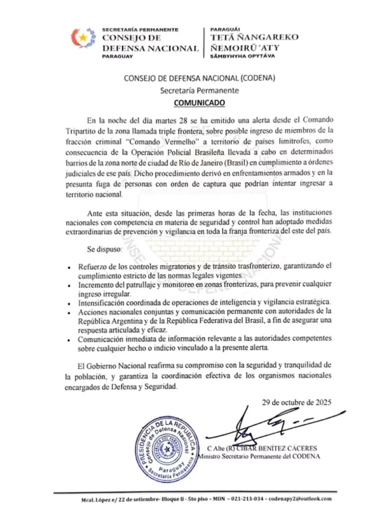 Foto: Divulgação/Governo do Paraguai