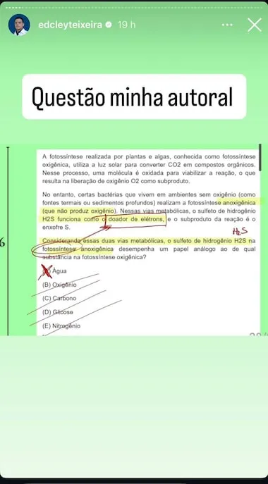 Questão apresentada por Edcley. Foto: Reprodução