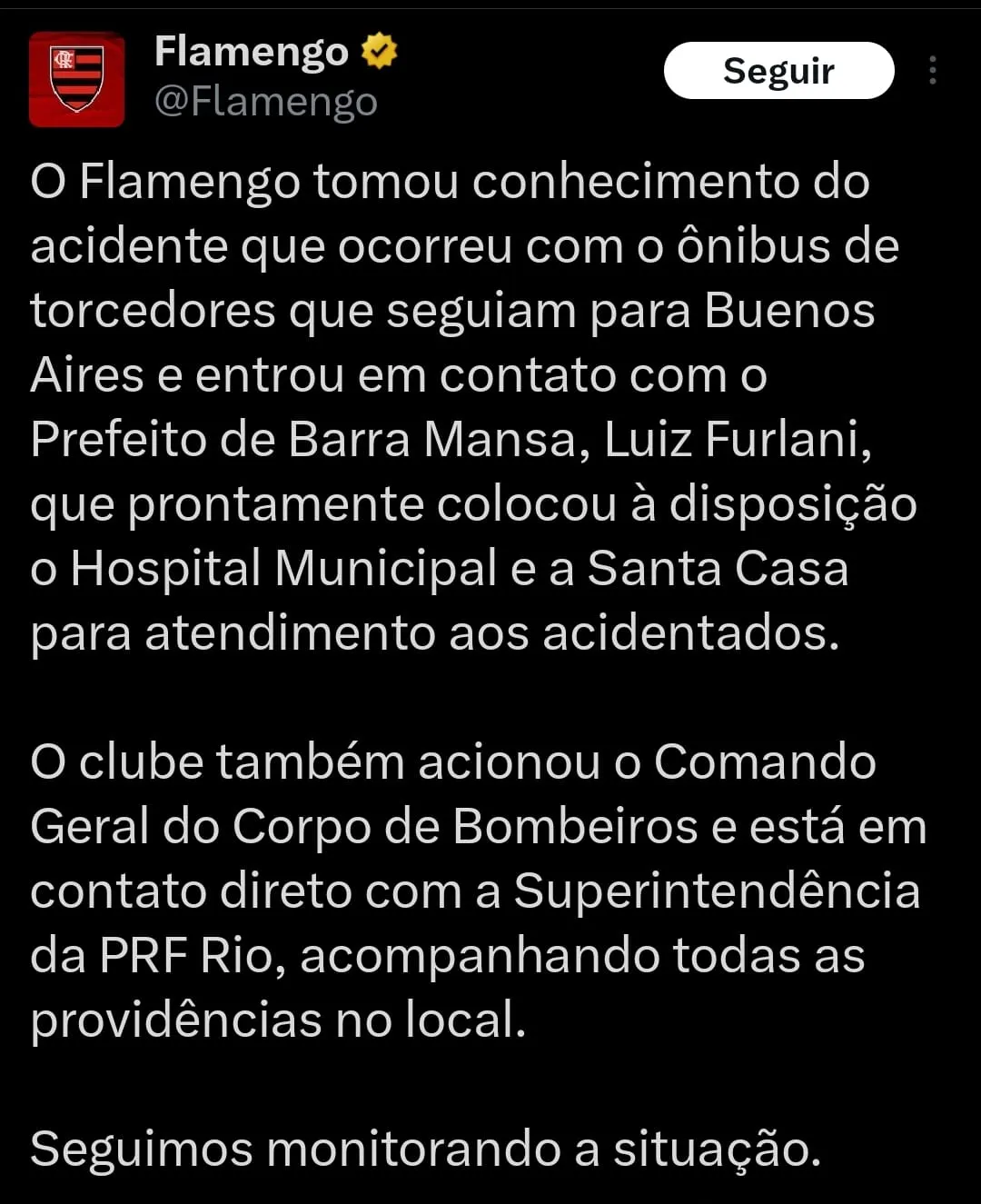 Foto: Reprodução/X @flamengo