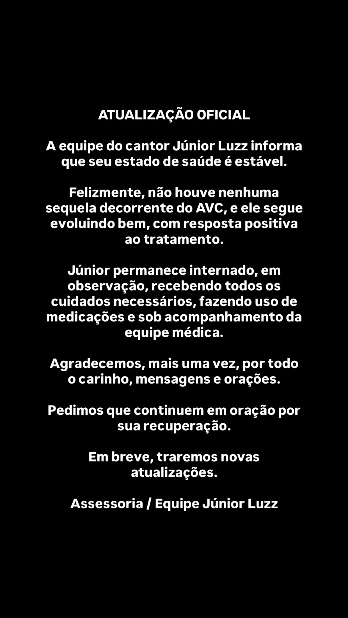 Reprodu&ccedil;&atilde;o/Instagram @juniorluzzoficial