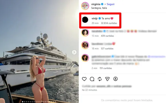 Coment&aacute;rio de Vini Jr na foto de Virg&iacute;nia