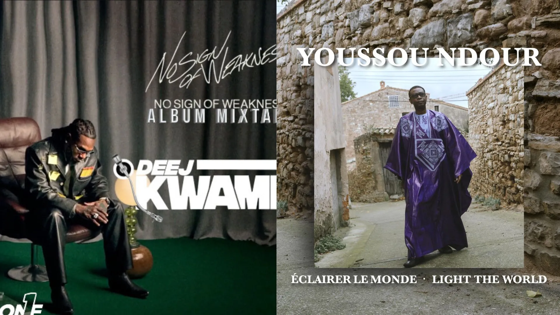 Discos No Sign of Weakness (esq.) e Eclairer le monde, Light the World (dir.) Foto: Divulgação