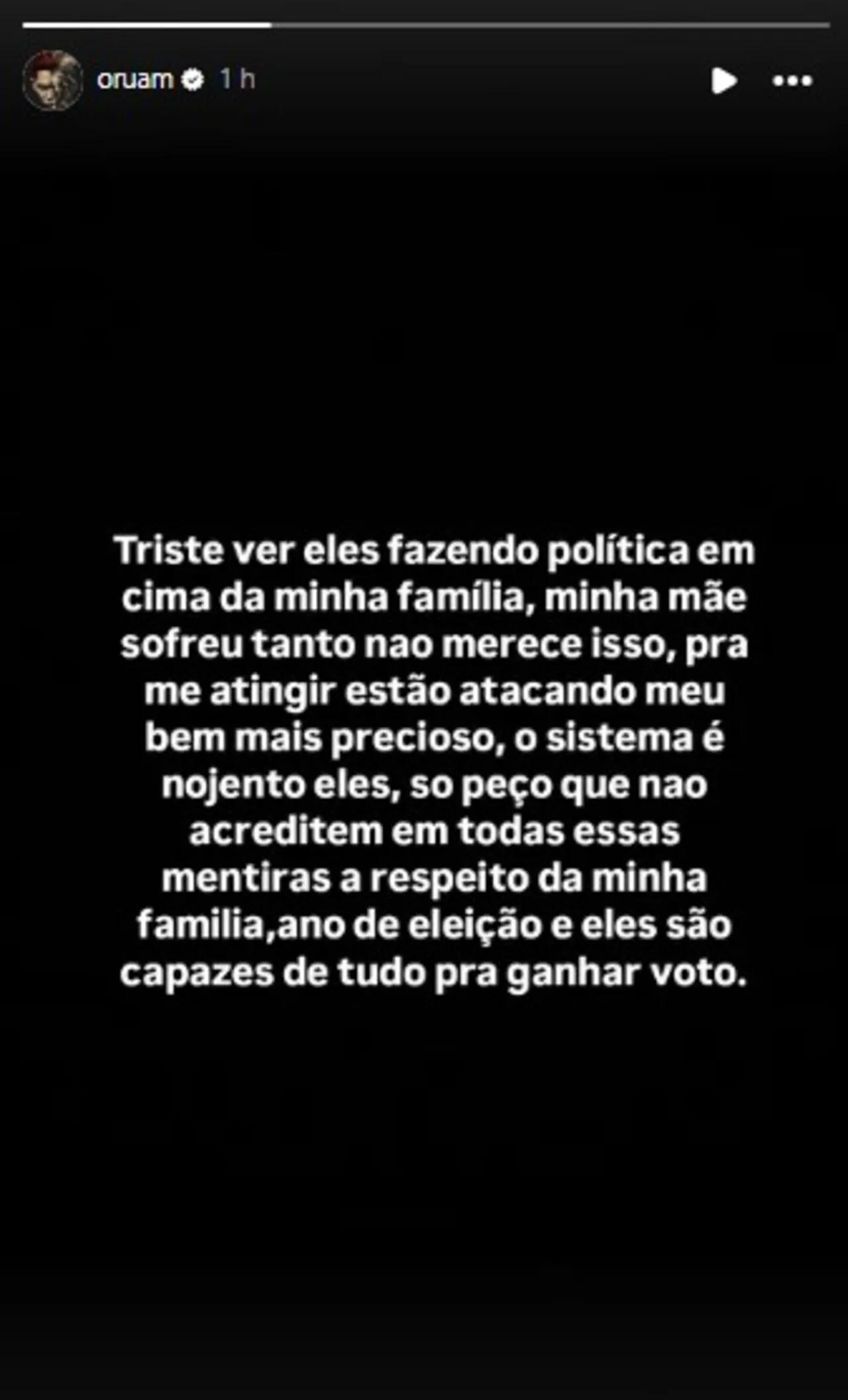 Reprodu&ccedil;&atilde;o/Instagram @oruam