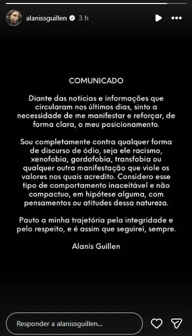 Reprodu&ccedil;&atilde;o/Instagram @alanissguillen